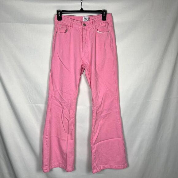 Princess Polly Pink Denim Flare Jeans whimsygoth emo festival y2k - Picture 1 of 8